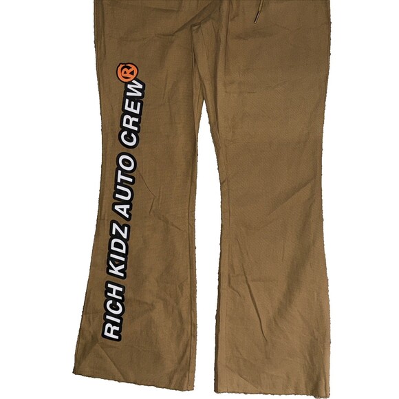 Rich Kidz Auto Crew XL Pants 🏁 Y2K Flared Moto Streetwear Trousers NWT - Picture 2 of 4